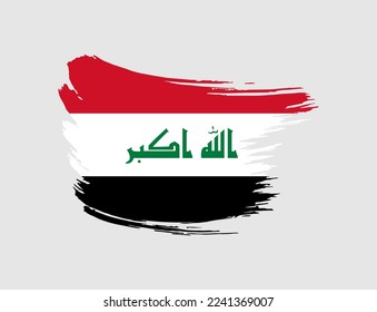 Pinsel mit gestrichenem Schlaganfall Flagge im Irak auf isoliertem Hintergrund