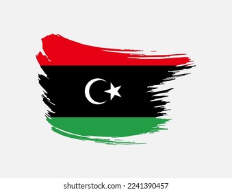 Stain brush painted stroke flag of Libya on isolated background