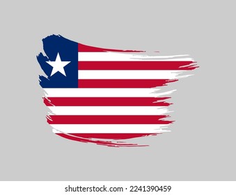 Stain brush painted stroke flag of Liberia on isolated background