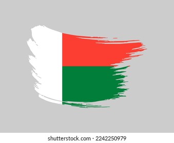 Stain brush painted stroke flag of Madagascar on isolated background