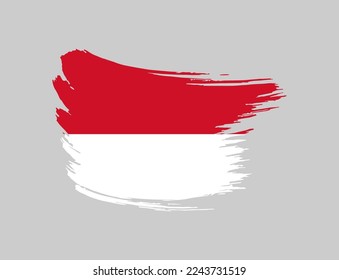 Stain brush painted stroke flag of Monaco on isolated background