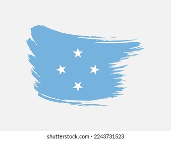 Stain brush painted stroke flag of Micronesia on isolated background
