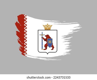 Pinsel mit Pinselstrich, die Flagge von Mari El auf isoliertem Hintergrund