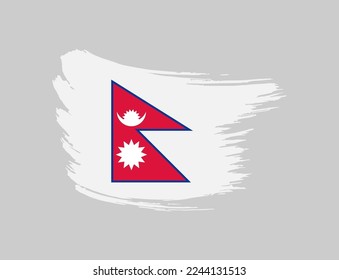 Stain brush painted stroke flag of Nepal on isolated background