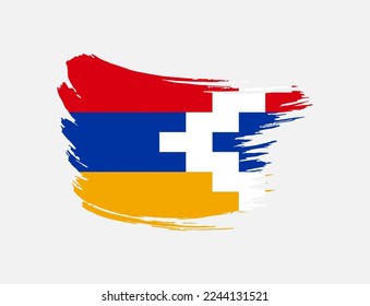 Stain brush painted stroke flag of Nagorno-Karabakh Republic on isolated background