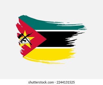 Pinselstrich mit Pinselstrich, mit Streichholz-Flagge auf isoliertem Hintergrund