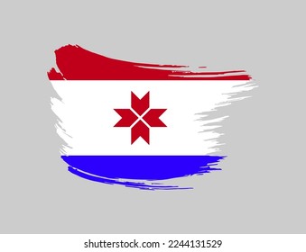 Bandera de Mordovia pintada de pincel en fondo aislado