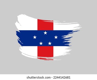 Stain brush painted stroke flag of Netherlands Antilles on isolated background