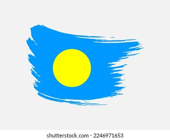 Bandera de trazo pintado de pincel de mancha en el fondo aislado de Palau
