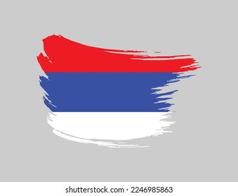 Stain brush painted stroke flag of Republika Srpska on isolated background