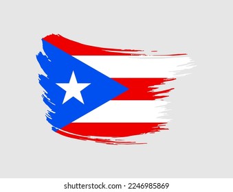 Stain brush painted stroke flag of Puerto Rico on isolated background