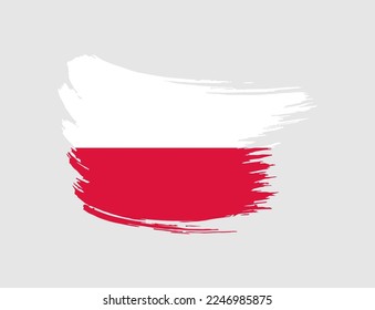 Stain brush painted stroke flag of Poland on isolated background