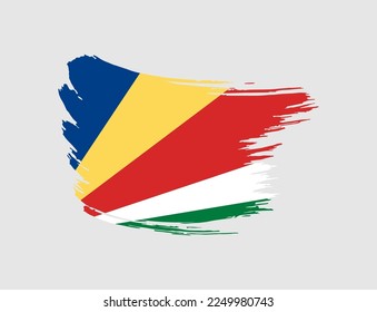Bandera de pincel de fino pincel pintado de Seychelles en un fondo aislado