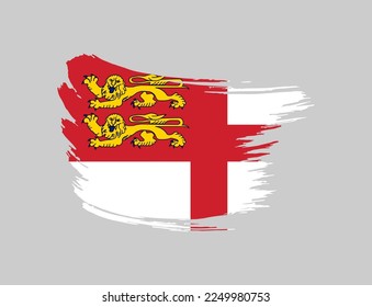 Stain brush painted stroke flag of Sark on isolated background
