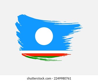 Pinselstrich mit Pinselstrich auf Sakha-Republik auf isoliertem Hintergrund
