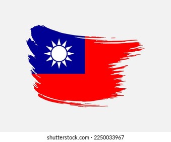 Stain brush painted stroke flag of Taiwan on isolated background