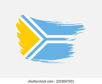 Stain brush painted stroke flag of Tuva on isolated background
