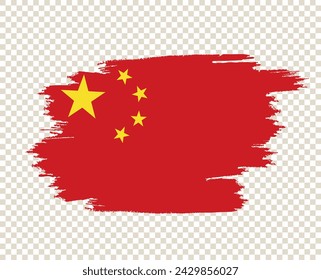 Stain brush painted stroke flag of China on isolated background. Creative hand drawn vector