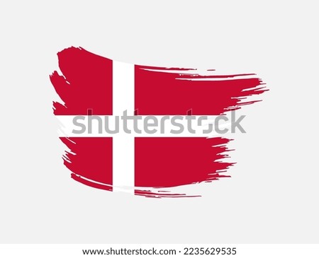 Stain brush painted stroke flag of Denmark on isolated background