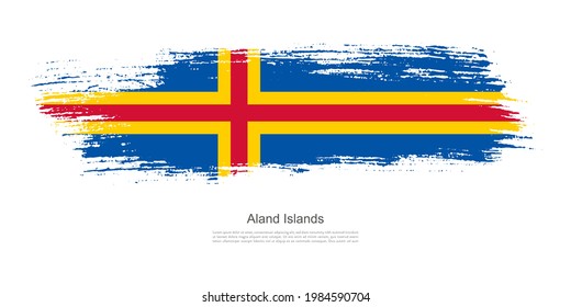Bandera del pincel de las islas Aland con fondo de tema de la bandera del pincel creativo