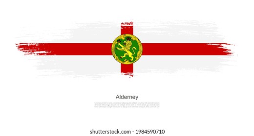 Bandera de pincel de Alderney con fondo de tema de banderín creativo