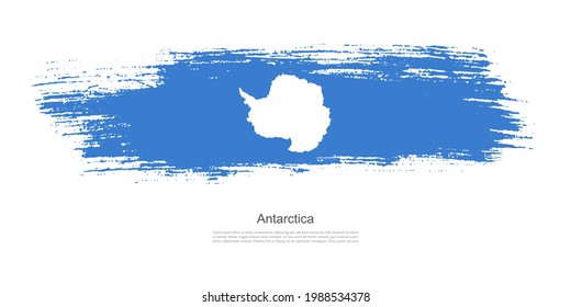 Stain brush stroke flag of Antarctica with creative brush flag banner theme background