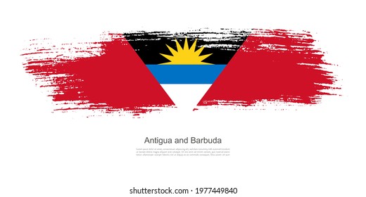 Stain brush stroke flag of Antigua and Barbuda with creative brush flag banner theme background