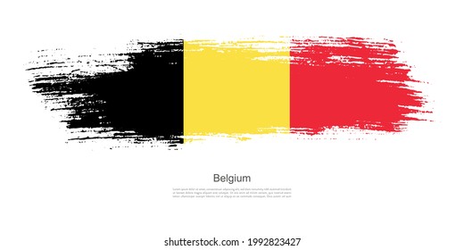 Stain brush stroke flag of Belgium with creative brush flag banner theme background