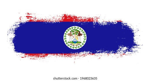 Stain brush stroke flag of Belize country with abstract banner concept background