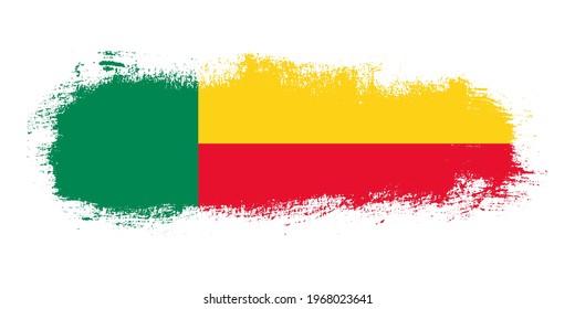 Pinselstrich-Flagge des Benin-Landes mit abstraktem Bannerkonzept-Hintergrund