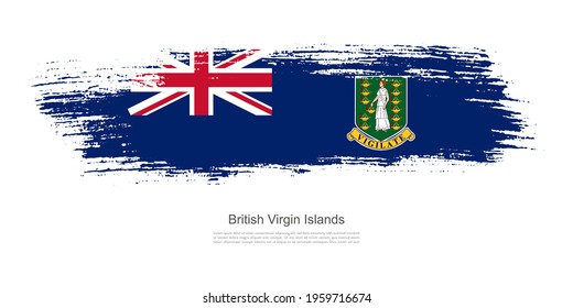 Stain brush stroke flag of British Virgin Islands with creative brush flag banner theme background