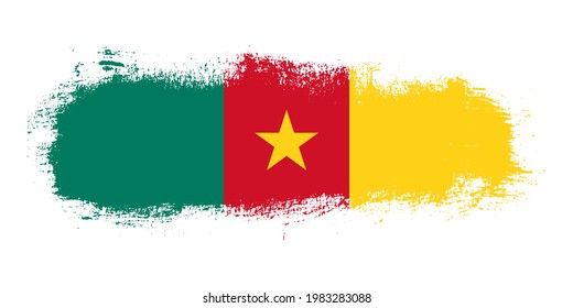 Pinselstrich-Flagge des kamerunischen Landes mit abstraktem Bannerkonzept-Hintergrund