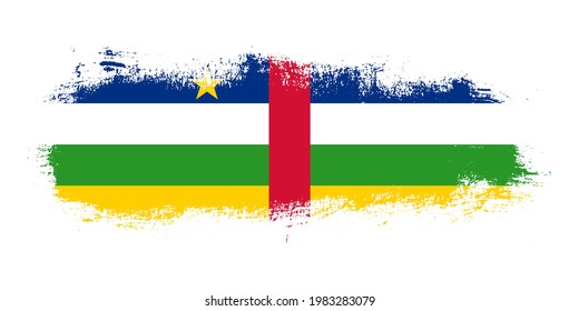 Stain brush stroke flag of Central African Republic country with abstract banner concept background