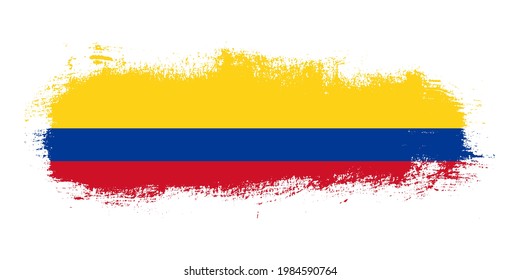 Stain brush stroke flag of Colombia country with abstract banner concept background