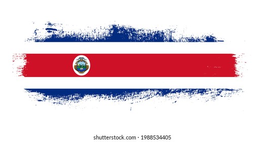 Stain brush stroke flag of Costa Rica country with abstract banner concept background