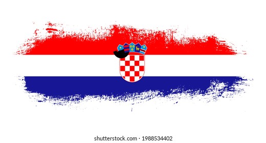 Stain brush stroke flag of Croatia country with abstract banner concept background