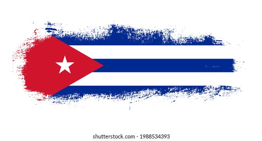 Stain brush stroke flag of Cuba country with abstract banner concept background