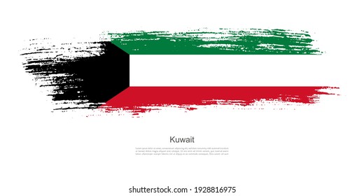 Stain brush stroke flag of Kuwait with creative brush flag banner theme background