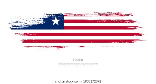 Stain brush stroke flag of Liberia with creative brush flag banner theme background