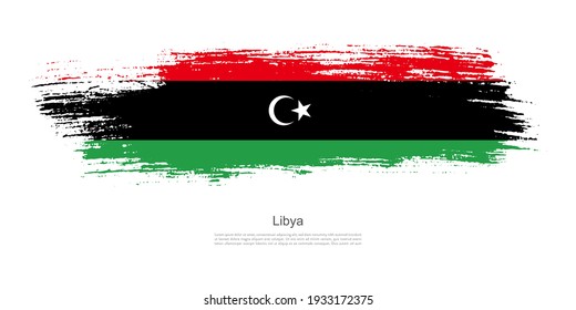 Stain brush stroke flag of Libya with creative brush flag banner theme background