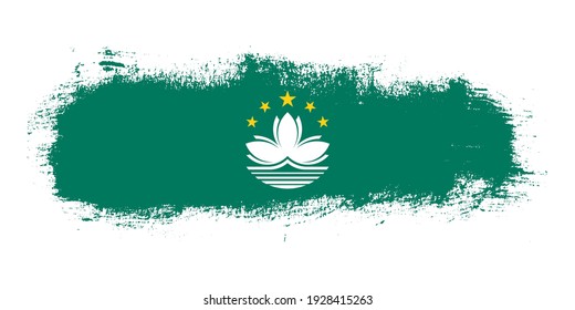 Stain brush stroke flag of Macau country with abstract banner concept background