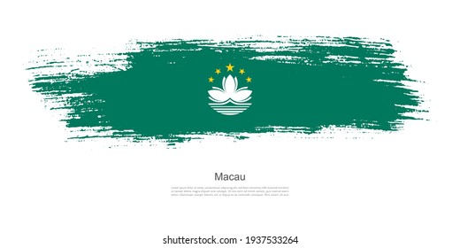 Stain brush stroke flag of Macau with creative brush flag banner theme background