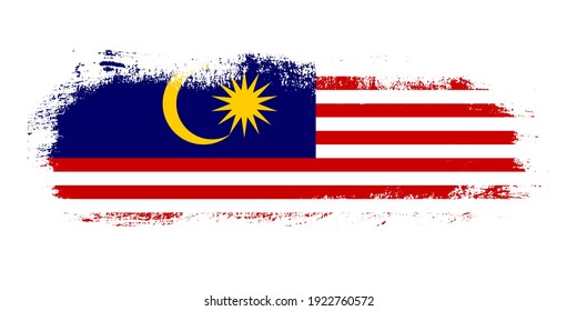 Stain brush stroke flag of Malaysia country with abstract banner concept background