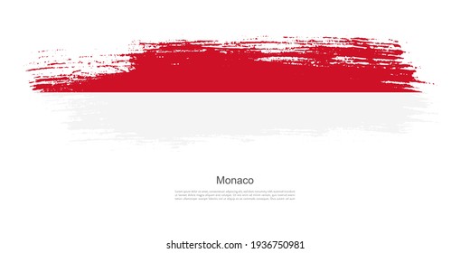 Stain brush stroke flag of Monaco with creative brush flag banner theme background