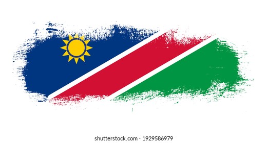 Stain brush stroke flag of Namibia country with abstract banner concept background