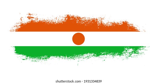 Stain brush stroke flag of Niger country with abstract banner concept background