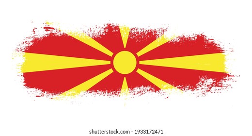 Bandera de pincel de marea negra del país del norte de Macedonia con fondo abstracto de concepto de pancarta