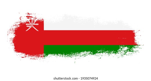 Stain brush stroke flag of Oman country with abstract banner concept background