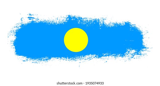 Stain brush stroke flag of Palau country with abstract banner concept background