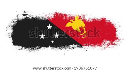 Stain brush stroke flag of Papua New Guinea country with abstract banner concept background